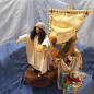 Preview: Gesamtset "Jesus im Sturm" - Jesus & 2 Apostel & Segelschiff & Fischernetz & Fisch im Korb & 3 Meter Gaze